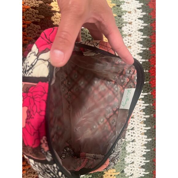 Vera Bradley Quilted Large Makeup Cosmetics Toiletries Bag Pink - Picture 5 of 7